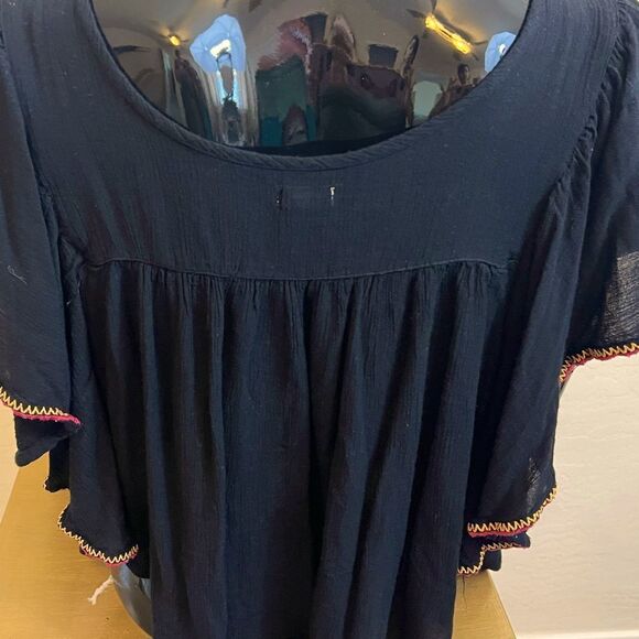 Boho black and colorful shirt with embellishments - Picture 2 of 4